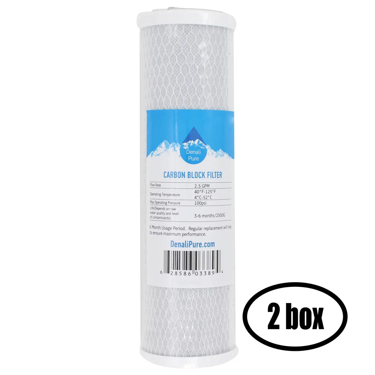 2 Boxes of Replacement for Expres Water ROALK5D Activated Carbon Block Filter - Universal 10 inch Filter for Express Water 8 Stage Reverse Osmosis System - Denali Pure Brand
