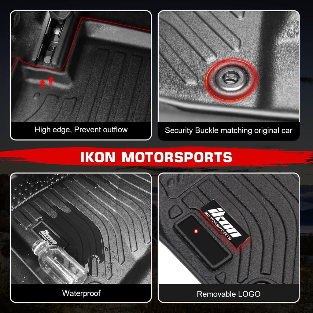 Ikon Motorsports 3D TPE Floor Mats Matching With 2008-2020 Dodge Grand Caravan 2008-2016 Chrysler Town & Country Black 3D Molded All Climate Car Carpets 1st 2nd Row Front Rear Protector Liner 4PCS
