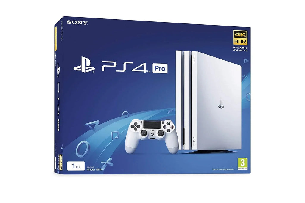 Sony PlayStation 4 Pro 1TB Gaming Console Glacier White Headset With BOLT AXTION Cleaning Kit Bundle Like New