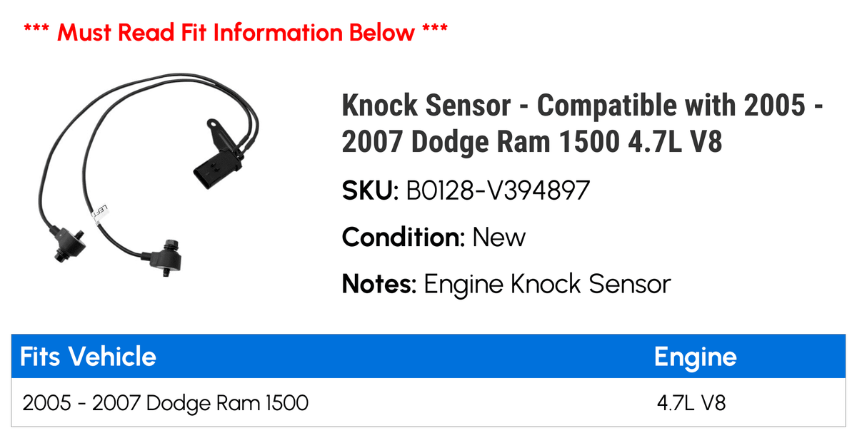 Knock Sensor - Suitable with 2005 - 2007 Dodge Ram 1500 4.7L V8 2006