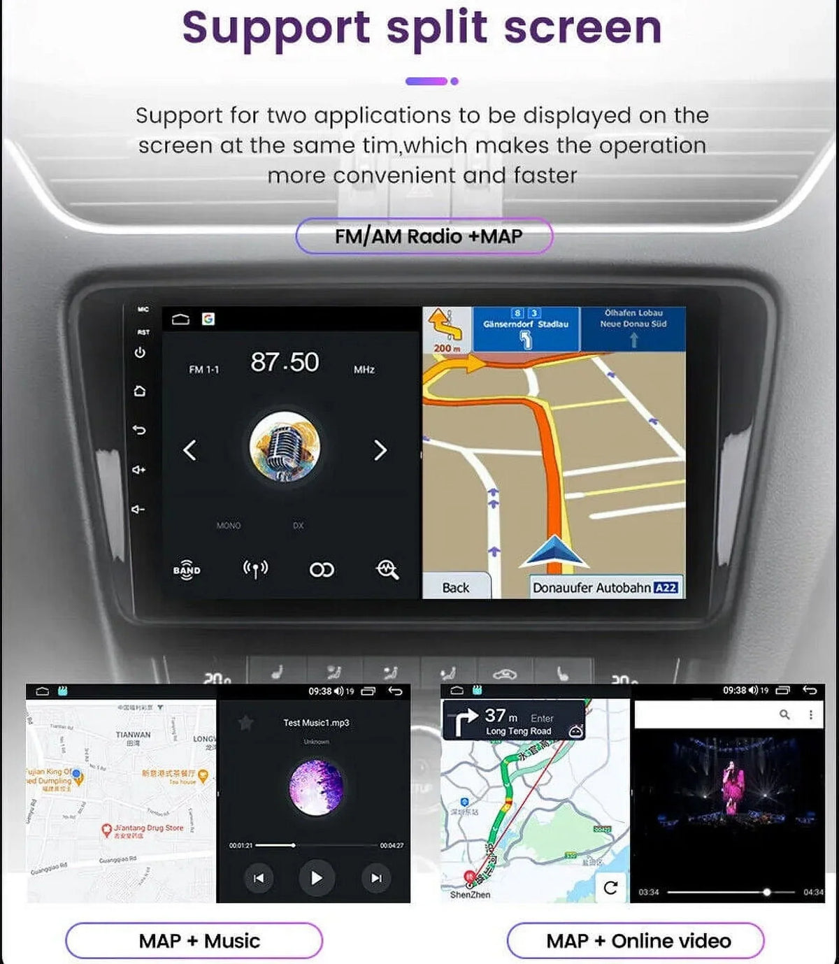 10'' 2Din Android QLED Car Stereo Nav GPS Radio DSP CarPlay Condition 8 4+32GB
