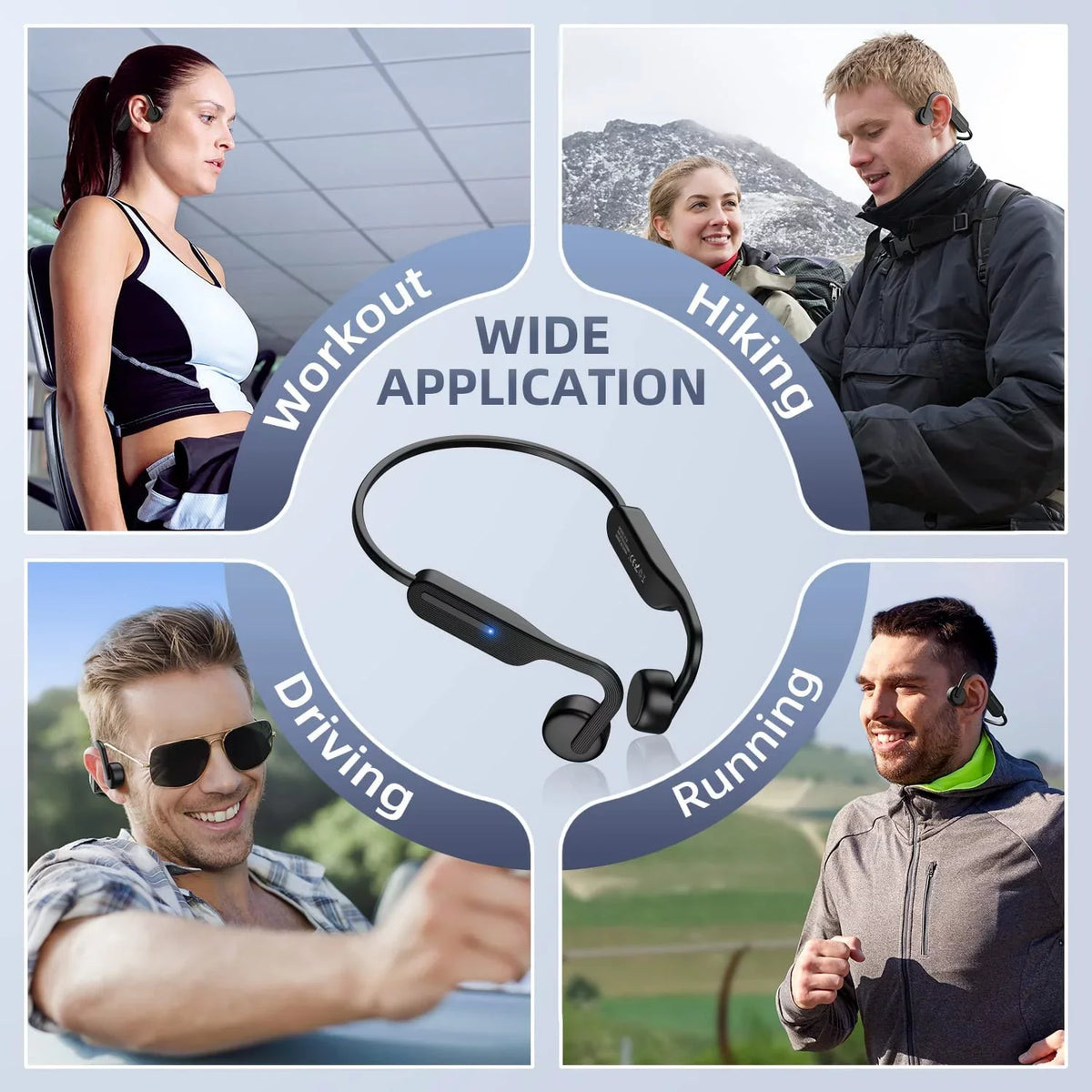 Bone Conduction Headphones, Open Ear Headphones, Bluetooth 5.0 Sports Wireless Earphones, Sweat Strong Headset for Running, Cycling, Hiking, Driving