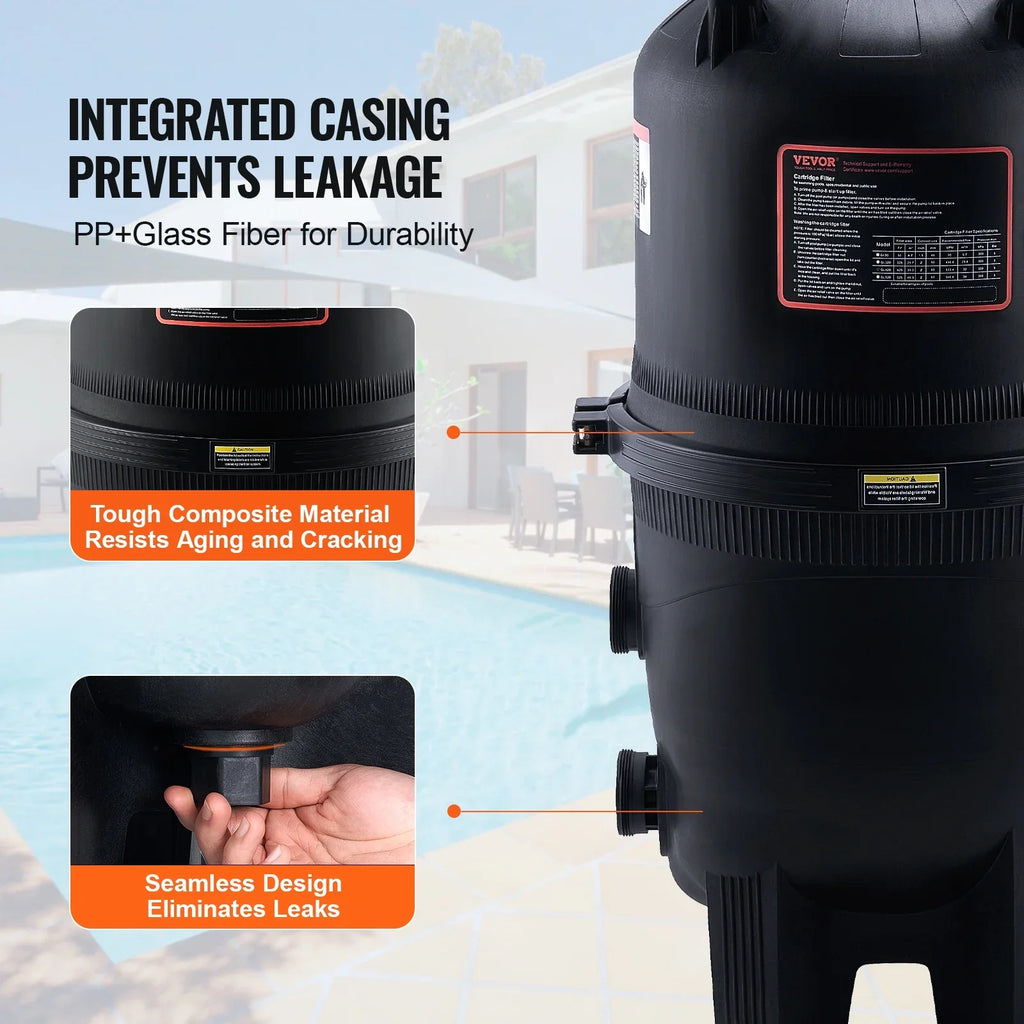 SKYSHALO 425Sq.Ft Pool Cartridge Filter In/Above Ground Swimming Pool Filtration