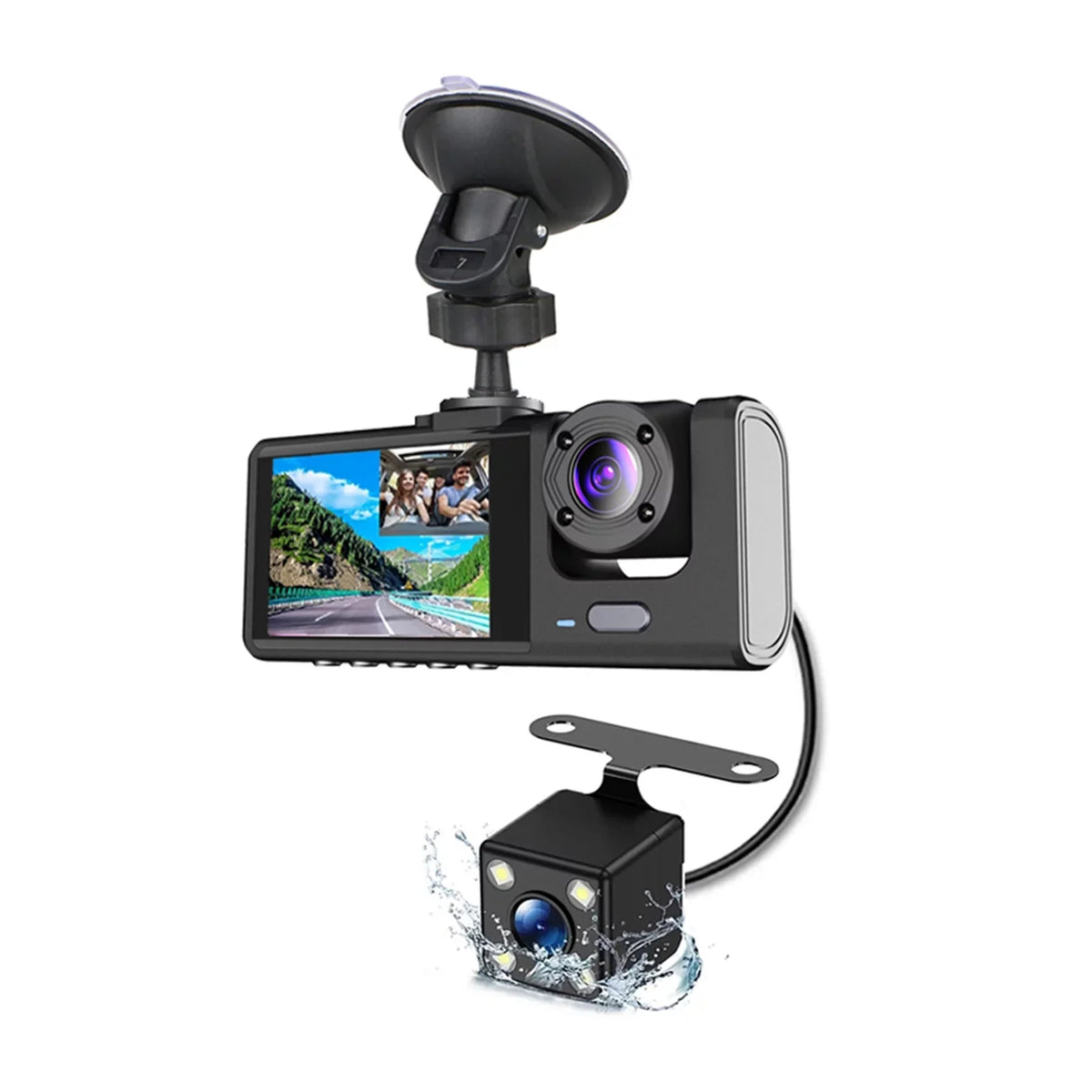 Shinysix Dash Cam Front and Rear Inside 3 Cameras 1080P+720P+480p Car Rearview Mirror Car Video Recording Camcorder Night Vision Car Camera Recorder Auto Safety Driving Recorder