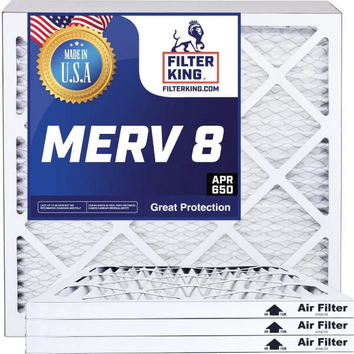 Filter King 12x32.5x1 Air Filter | 4-PACK | MERV 8 HVAC Pleated A/C Furnace Filters | MADE IN USA | Actual Size: 12 x 32.5 x .75"