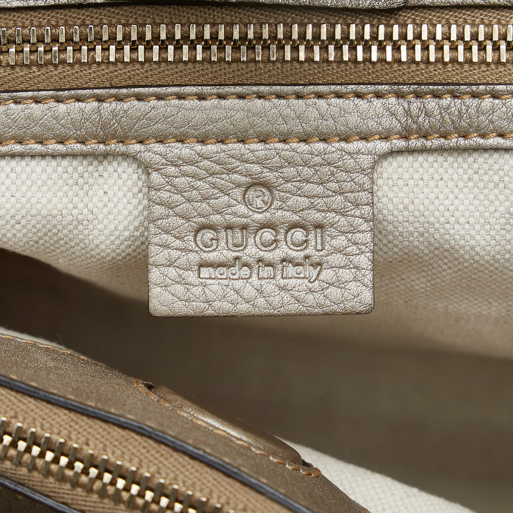 Pre-Owned Authenticated Gucci Medium Bamboo Shopper Calf Leather Brown Satchel Unisex (Good)