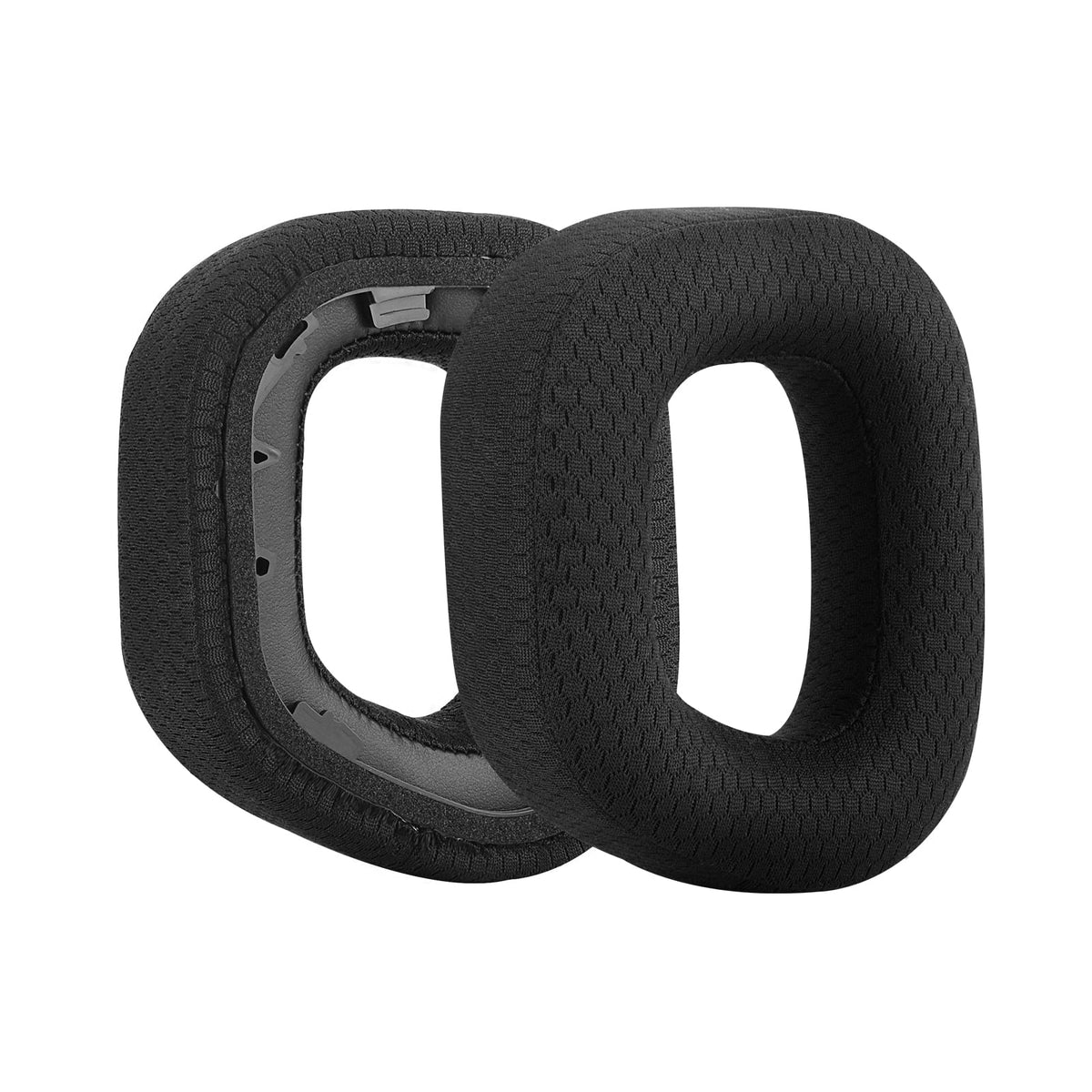Geekria Comfort Mesh Fabric Replacement Ear Pads for Corsair HS80 RGB Wireless Headphones Ear Cushions, Headset Earpads, Ear Cups Protection Repair Parts (Black)