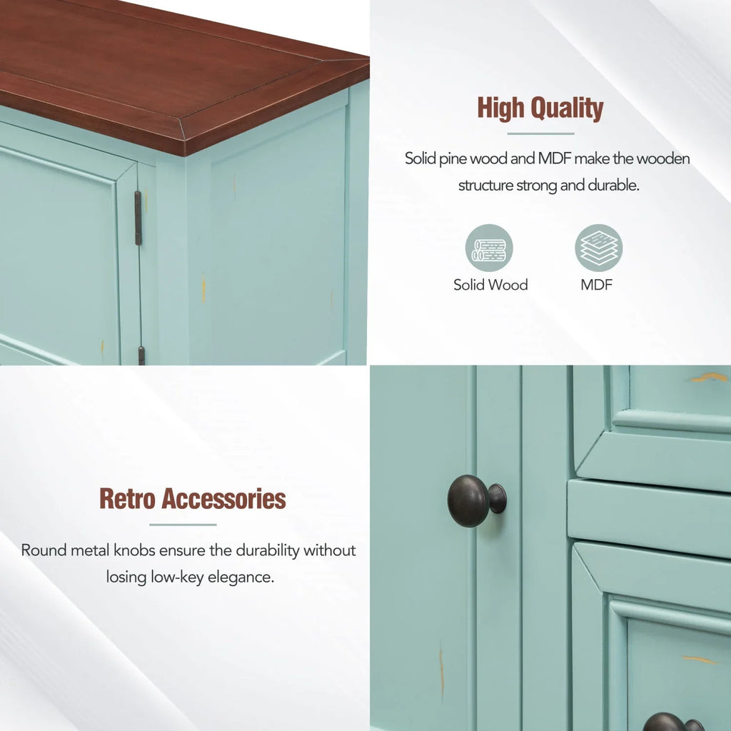 TREXM Cambridge Series Ample Storage Vintage Console Table with Four Small Drawers and Bottom Shelf for Living Rooms Entrances and Kitchens (Lime White OLD SKU WF190263AAK)