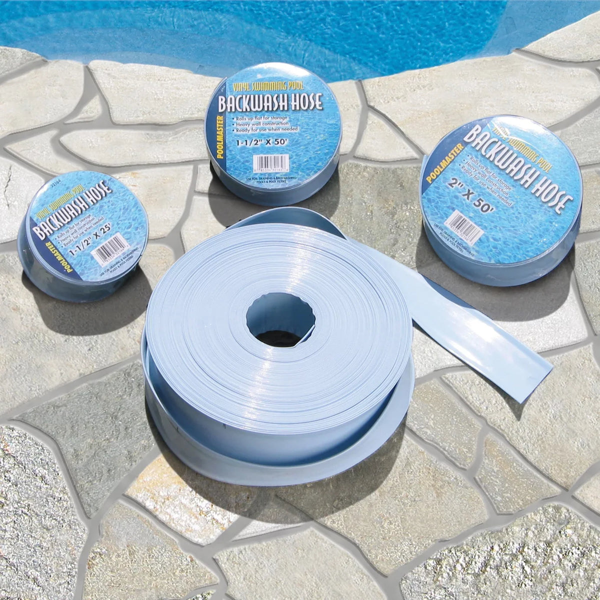 Poolmaster Heavy Duty Backwash Filter Swimming Pool Cleaning Hose with Stainless Steel Clamp, 1 1/2-Inches by 50-Feet