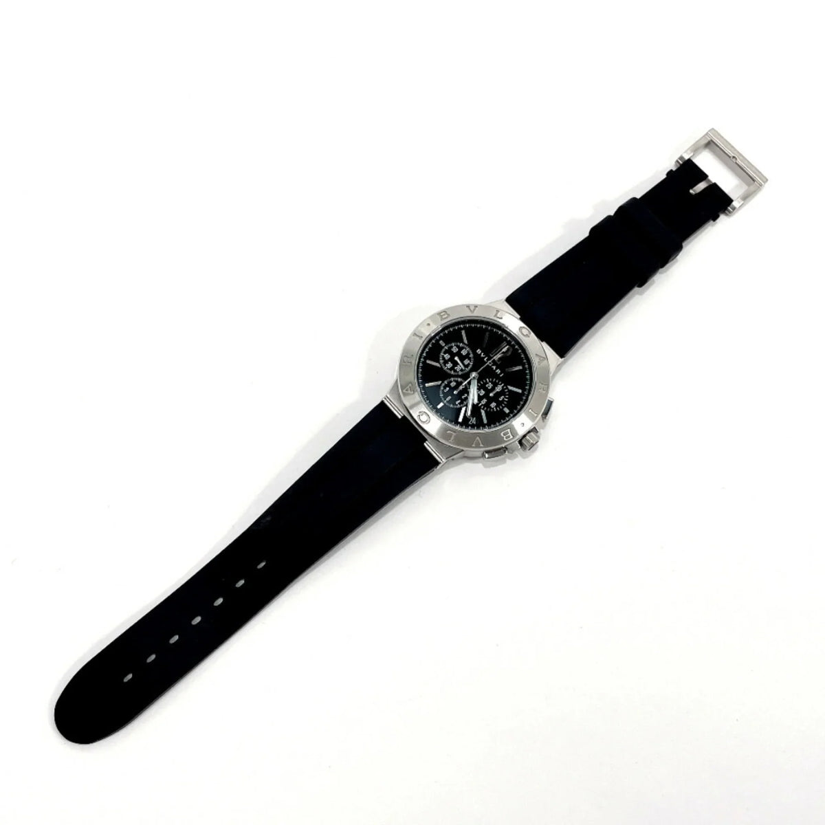 Pre-Owned Bvlgari Chrono Watch Stainless Steel Rubber BVLGARI DG41BSVDCH Men's Silver (Good)