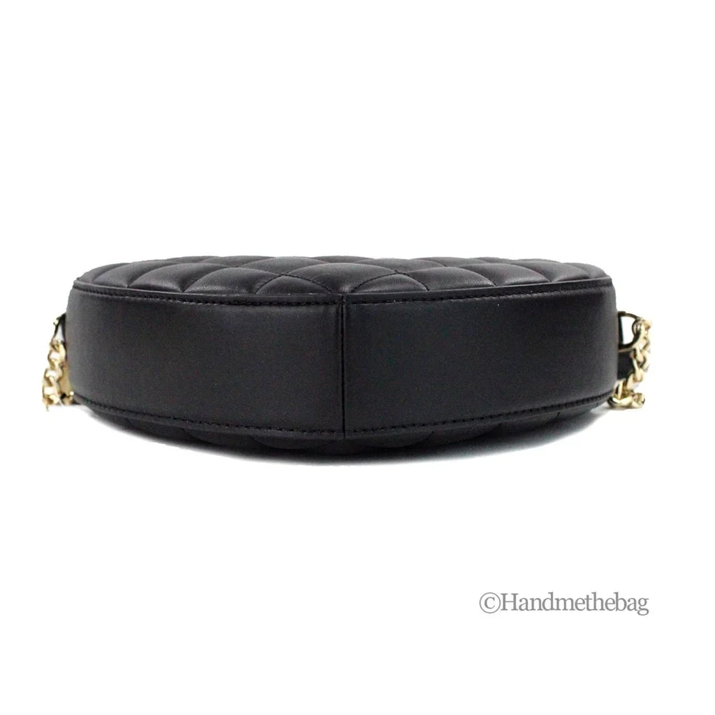 Kate Spade Love Shack Black Quilted Smooth Leather Heart Crossbody Bag