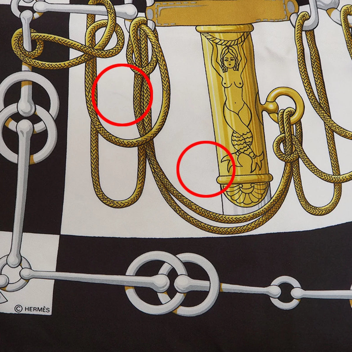 Pre-Owned Hermes Silk Scarf Black (Good)