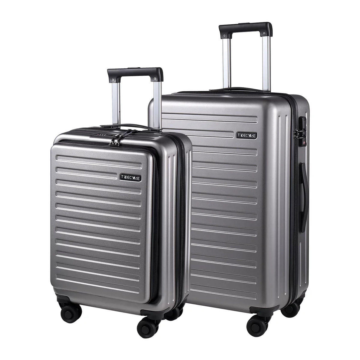 2 Piece 20/24 Luggage Set, Only 20 with Front Laptop Pocket & Expandle, Lightweight ABS+PC Hardshell Suitcase with TSA Lock & Spinner Wheels, 20 Inch 37~41L + 24 Inch 65L,Dark Grey