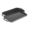 Lodge Chef Collection Cast Iron Reversible Grill/Griddle - Flat Cast Iron Griddle & Grill for Stovetop, Oven, Grill, or Open Fire - Double Burner Cast Iron Skillet with Handles