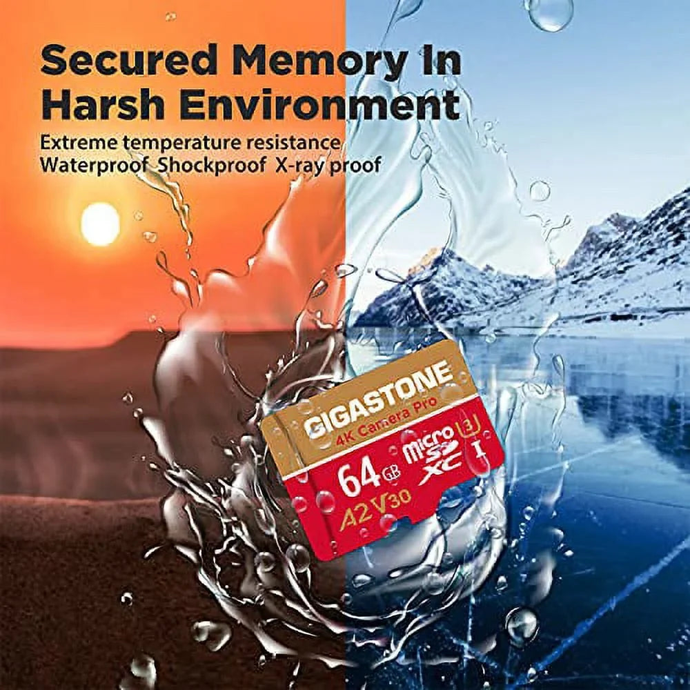 Gigastone 64GB Micro SD Card, 4K Video Recording, 4K Camera Pro, Matching with Nintendo Switch, Dash Cam, GoPro Cameras, R/W up to 95/35 MB/s, Micro SDXC UHS-I A1 V30 Class 10, 5 Pack (5x64GB)