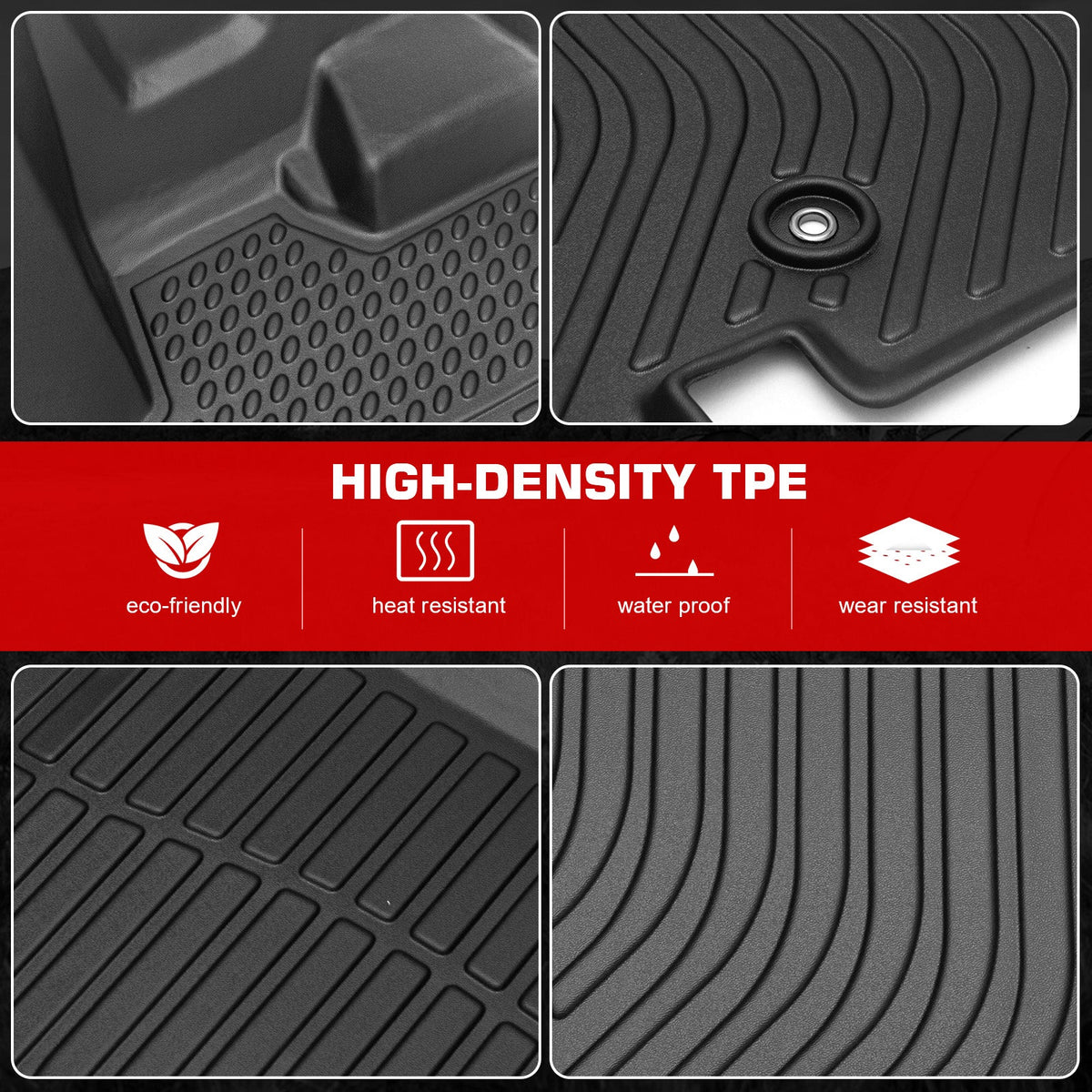 Ikon Motorsports 3D TPE Floor Mats Matching With 2008-2020 Dodge Grand Caravan 2008-2016 Chrysler Town & Country Black 3D Molded All Climate Car Carpets 1st 2nd Row Front Rear Protector Liner 4PCS
