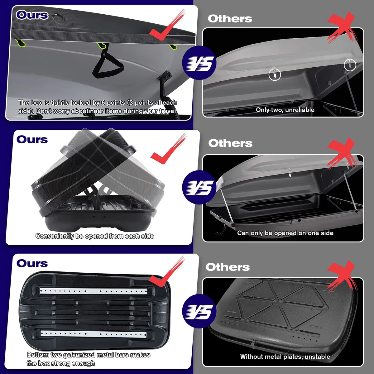 Large Rooftop Cargo Carrier Hard Shell Rooftop Cargo Box with Double Locks, 13 ft³ Waterproof Cargo Box for SUV Rooftop 56.3" L x 30.3" W x 13.8" H, Carbon Fibre Grain