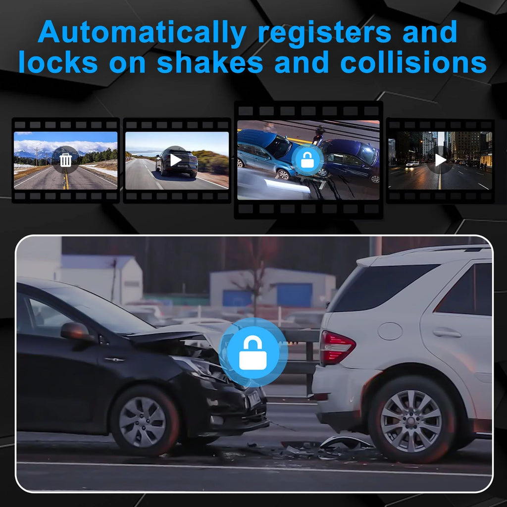 Car Rear View Mirror Camera, TSV 1080P Dash Cam Backup Camera, Dual Driving Recorder with Night Vision, G-Sensor, IPS Touch Screen